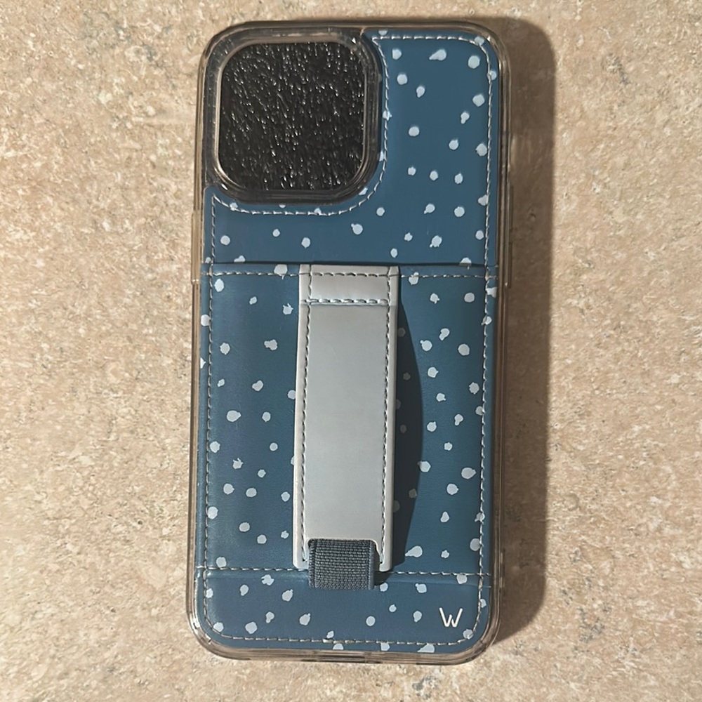 Stylish Blue Polka Dot Phone Case with Stand